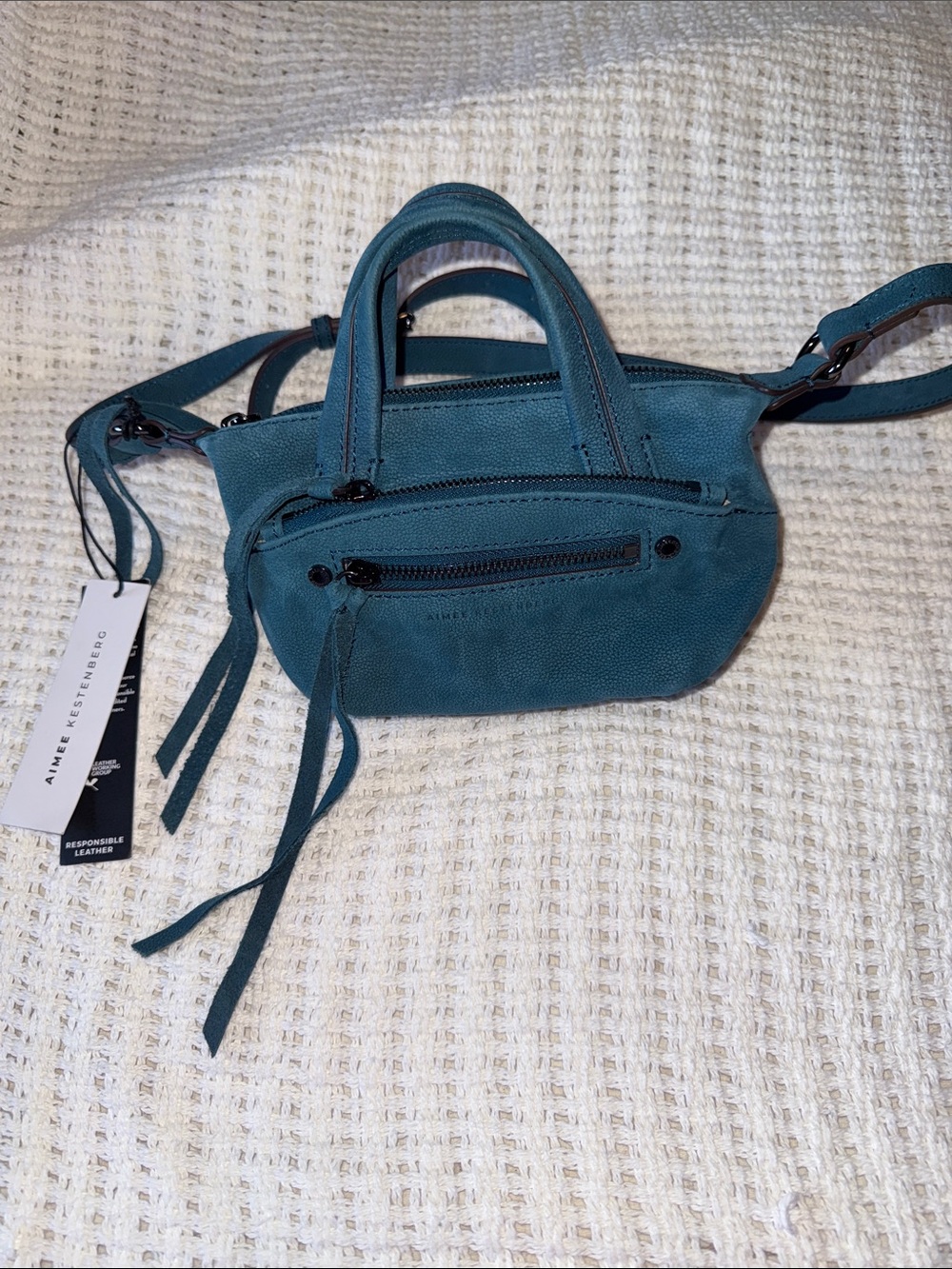 Aimee Kestenberg Blaze Teal Suede Mini Satchel